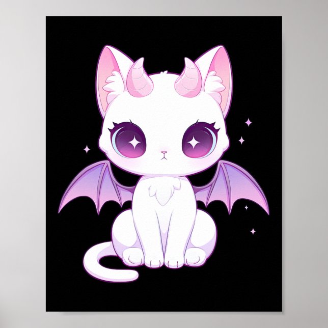 Kawaii Pastel Goth Creepy Cute Witchy Demon Winged Poster (Front)
