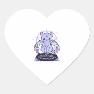 Kawaii Pastel Goth Cute and Creepy Occult Cat Ouij Heart Sticker