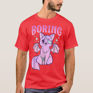 Kawaii Pastel Goth Cute Creepy Bat Cat Anime Theme T-Shirt
