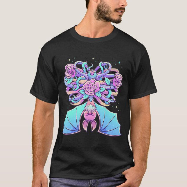 Kawaii Pastel Goth Cute Creepy Bat Skeleton Witchy T-Shirt (Front)