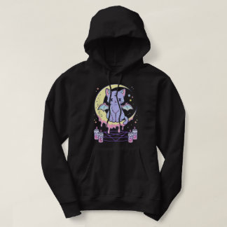 Kawaii Pastel Goth Cute Creepy Black Cat  Hoodie