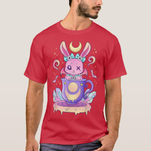 Kawaii Pastel Goth Cute Creepy Bunny in Teacup T-Shirt