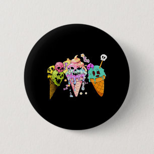 Kawaii Pastel Goth Cute Creepy Ice Cream Skull 6 Cm Round Badge
