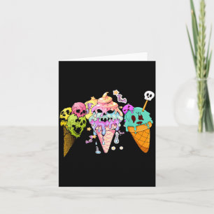 Kawaii Pastel Goth Cute Creepy Ice Cream Skull Card