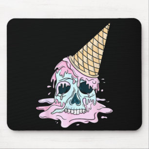 Kawaii Pastel Goth Cute Creepy Ice Cream Skull Mouse Pad