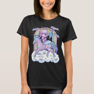 Kawaii Pastel Goth Cute Creepy Sugar Skull Unicorn T-Shirt