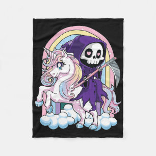 Kawaii Pastel Goth Cute Halloween Grim Reaper Ridi Fleece Blanket
