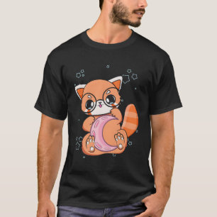Kawaii Pastel Goth Red Panda Chibi Anime Moon T-Shirt