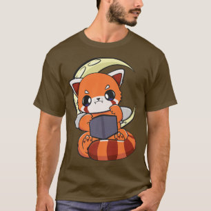 Kawaii Pastel Goth Red Panda Read Book Lover Anime T-Shirt