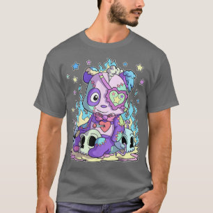 Kawaii Pastel Goth Teddy Bear Skull Flames T-Shirt