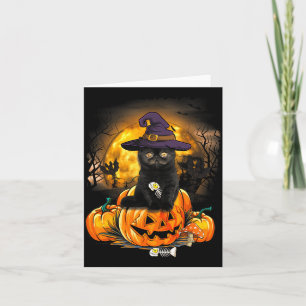 Kawaii Pastel Goth Y Halloween Black Cat Witch Hat Card