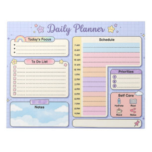 Kawaii Pastel Grid Daily Planner Notepad