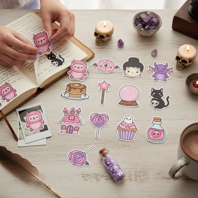 Kawaii Pastel Haunted Treats Sticker Pack ( Spooky Cute Monsters & Sweets)