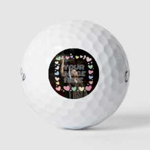 Kawaii Pastel Hearts Photo Border Customisable Golf Balls