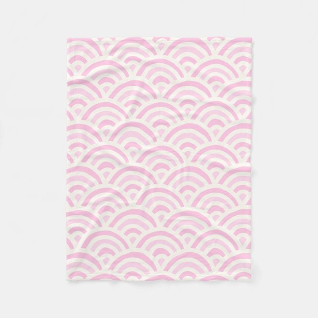 Kawaii Pastel Japanese Seigaiha Pattern Fleece Blanket (Front)