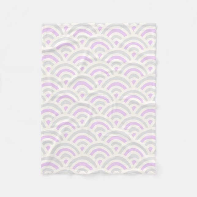 Kawaii Pastel Japanese Seigaiha Pattern Fleece Blanket (Front)