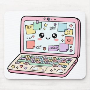 Kawaii Pastel Laptop Study Vibes Sticker Mouse Pad
