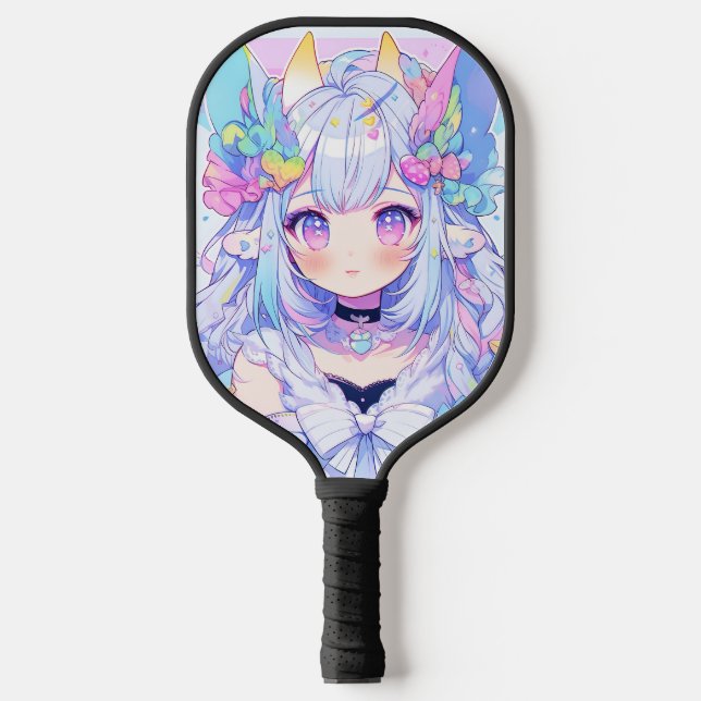 Kawaii Pastel Magical Girl Furry Anime Girl Pickleball Paddle (Front)
