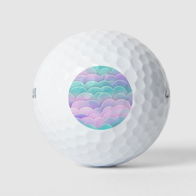Kawaii Pastel Pink Blue Clouds Repeating Pattern Golf Balls (Front)