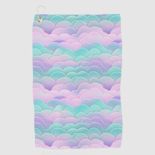 Kawaii Pastel Pink Blue Clouds Repeating Pattern Golf Towel