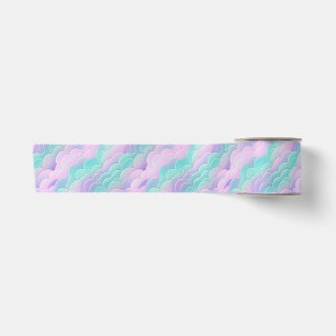Kawaii Pastel Pink Blue Clouds Repeating Pattern Satin Ribbon