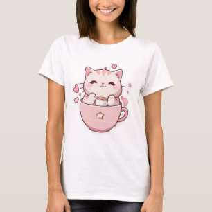 Kawaii pastel pink cat  T-Shirt
