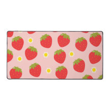 Kawaii Pastel Pink Strawberry Desk Mat