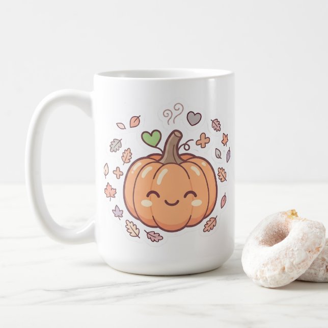 Kawaii Pastel Smiling Pumpkin Mug (With Donut)