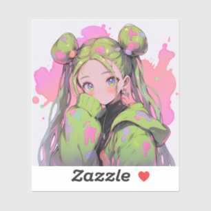 Kawaii Pastel Splatter Anime Girl