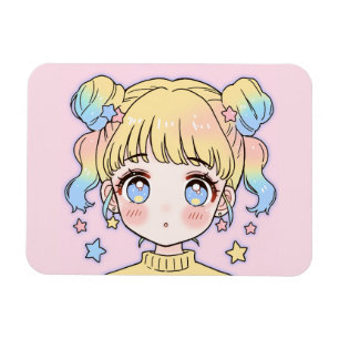 Kawaii Pastel Star Girl Portrait Magnet