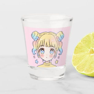 Kawaii Pastel Star Girl Portrait Shot Glass