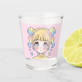 Kawaii Pastel Star Girl Portrait Shot Glass