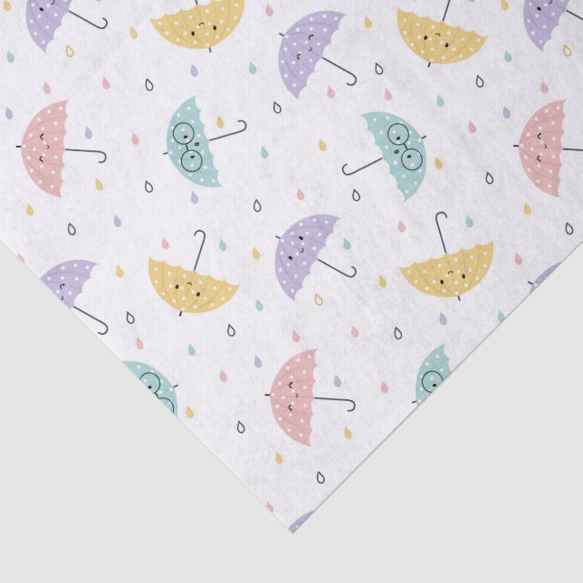 Kawaii Pastel Umbrella Pattern Tissue Paper (Detail)