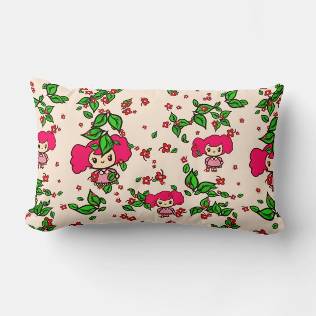 Kawaii Pattern Chibi Girl PinkyP personalised Lumbar Cushion (Front)