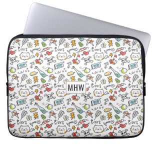 Kawaii Pattern custom monogram laptop sleeves