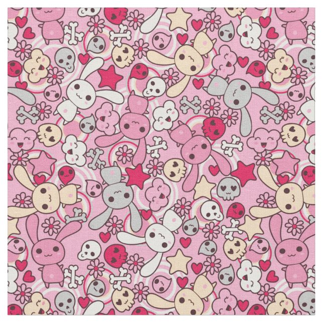 Kawaii pattern fabric (Close Up)
