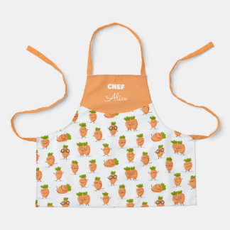 Kawaii pattern of fun carrots apron