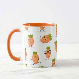 Kawaii pattern of fun carrots mug