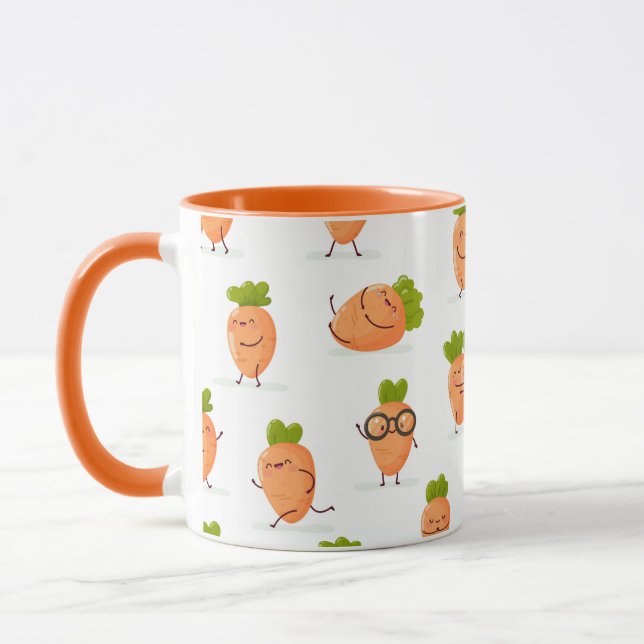 Kawaii pattern of fun carrots mug (Left)
