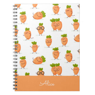Kawaii pattern of fun carrots notebook