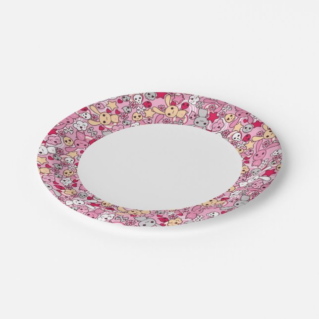 Kawaii pattern paper plate (Angled)