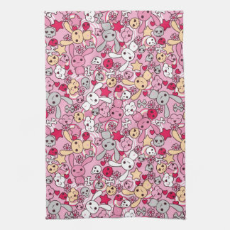 Kawaii pattern tea towel