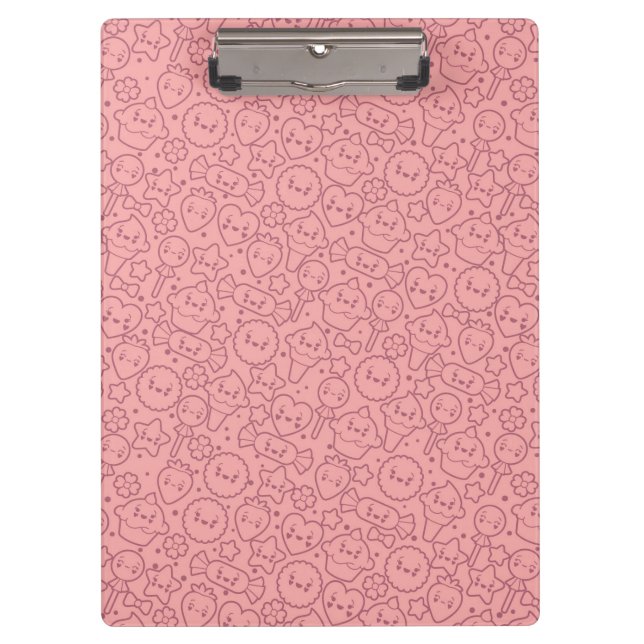 Kawaii pattern with cute cakes clipboard (Front)