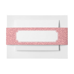 Kawaii pattern with cute cakes invitation belly band