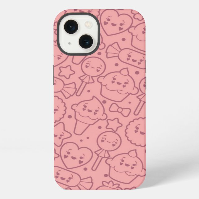 Kawaii pattern with cute cakes iPhone case (Back)