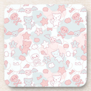 kawaii pattern with doodle coaster