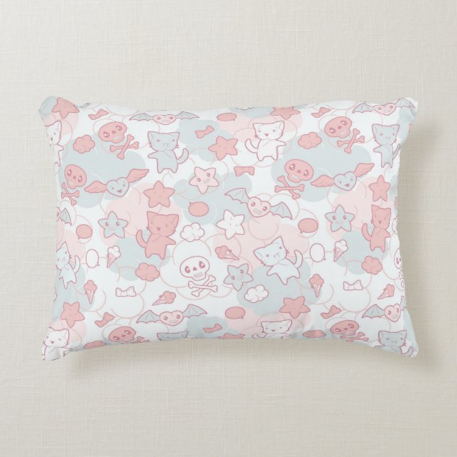 kawaii pattern with doodle decorative cushion (Front)