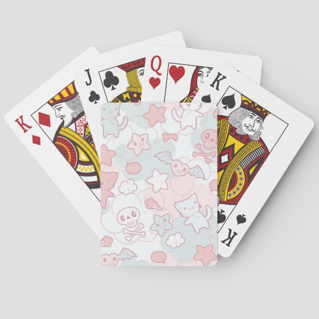 kawaii pattern with doodle playing cards (Back)