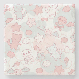 kawaii pattern with doodle stone coaster