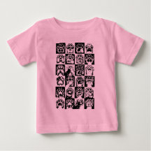 Kawaii Paw Emotions Black White Grid